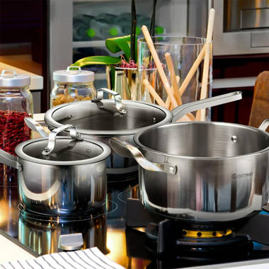 Costway 11pcs Pots & Pans Set Stainless Steel Kitchen Cookware w