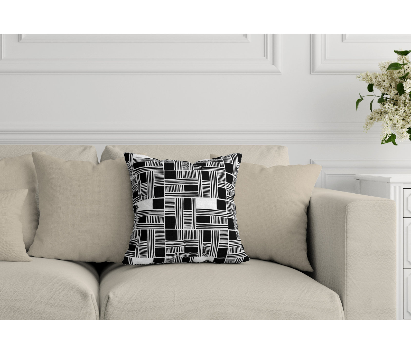 Kapri Throw Pillow, 15" x 15", Black, Square