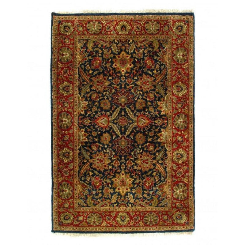 Isabelline Navy Blue Fine Hand Knotted Agra Rug 4' X 6'3''