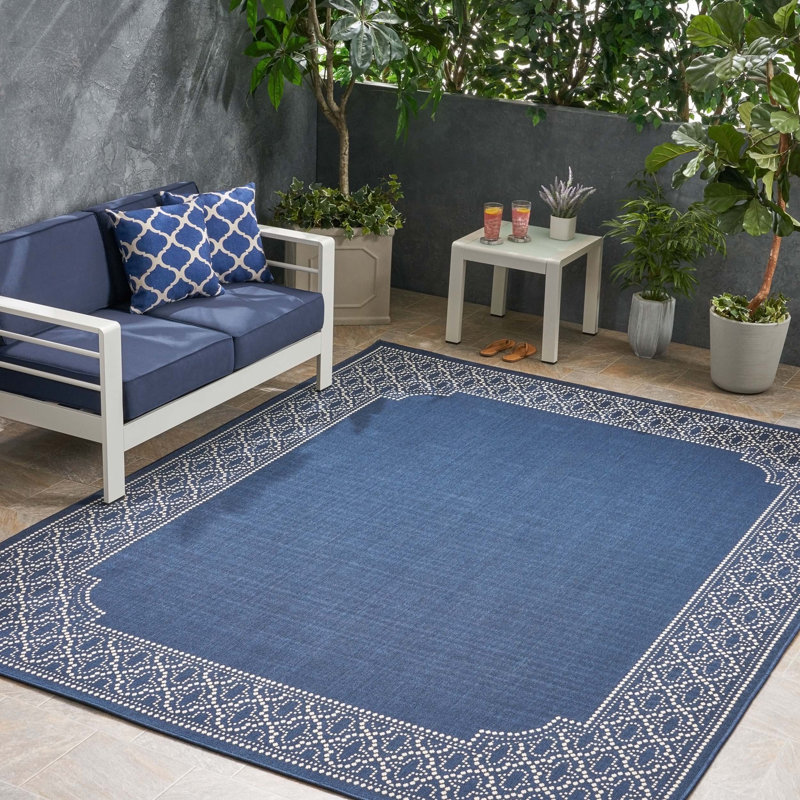Navy Rectangle Polypropylene 7'10" X 10' Rug