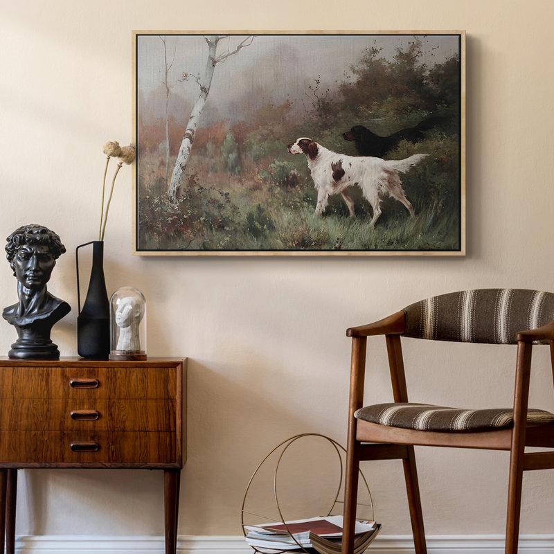 Paysage rétro - CCLIX, Toile argentée avec cadre flottant, H 25 po x l 37 po x P 2 po