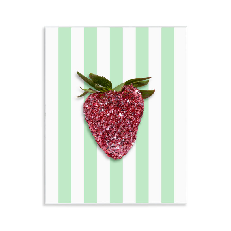 Plaque murale scintillante cerise sur rayures vertes, design par Lish Creative