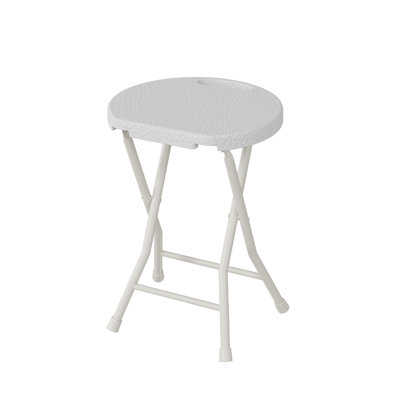 Paquet de 1 tabouret de bar pliant pour adultes, capacité de 600 lb, tabouret pliable portatif de 18 po avec poignée et structure en acier robuste, chaise de camping pliable pour l'intérieur et l'extérieur, blanc