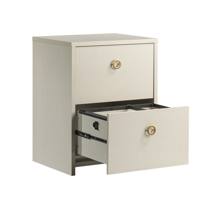Classeur latéral, beige, finition gris moderne, rangement efficace, bureau personnel, verrouillage, mouvement de tiroir pleine extension en douceur, plateau, articles de décoration, conception compacte, diverses pièces entièrement assemblées,