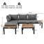 4-Seater Grey L-Shaped Space-Saving Outdoor Patio Lounge Set with Solid Wooden Side Table for Backyard & Poolside