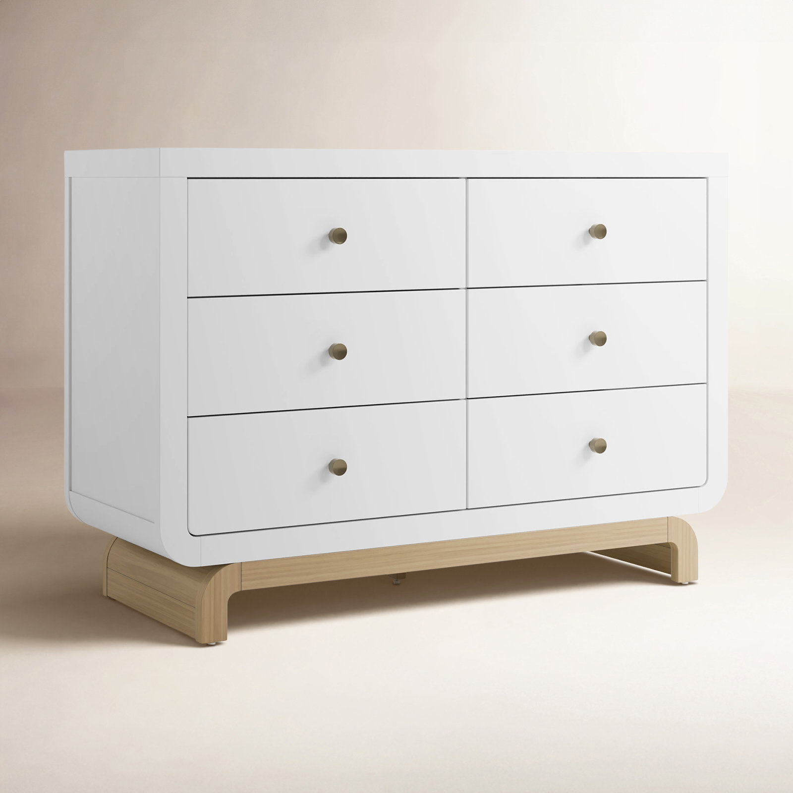 Santorini 6 Drawer Dresser, White/Driftwood