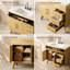 Meuble-lavabo de 36 po en bois massif avec plateau en porcelaine, 3 tiroirs et armoire de rangement