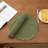 Sage Green Paper Round Placemats with Fringe 15" x 15", Set of 4-607854219