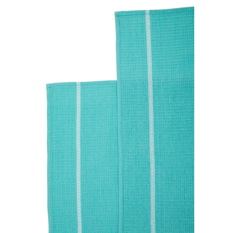 Cotton Waffle Tea Towel Kitchen Towel, Green/White