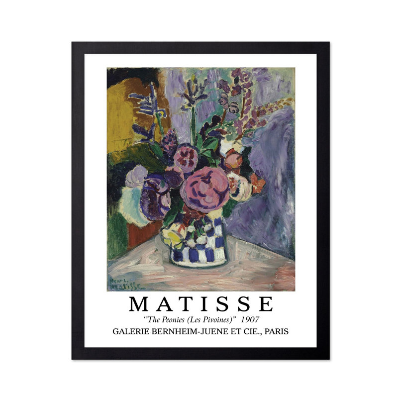 Henri Matisse - Les pivoines, Cadre noir, Affiche, H 24 po x l 32 po
