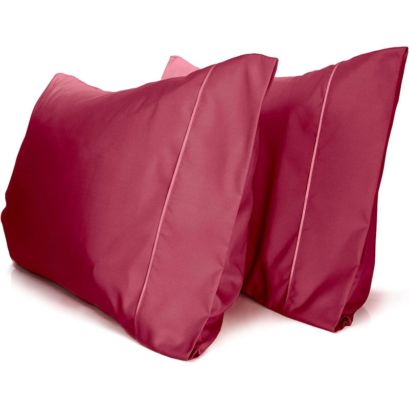 LuxClub 2 PC Burgundy Queen Performance Microfiber Solid Pillowcase Set, Burgundy, Queen Pillowcase