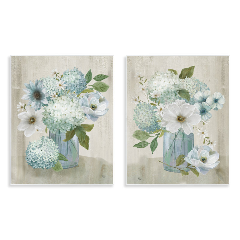 «Magnolia & Hydrangea Bouquets», ensemble de 2 plaques murales, design par Nan