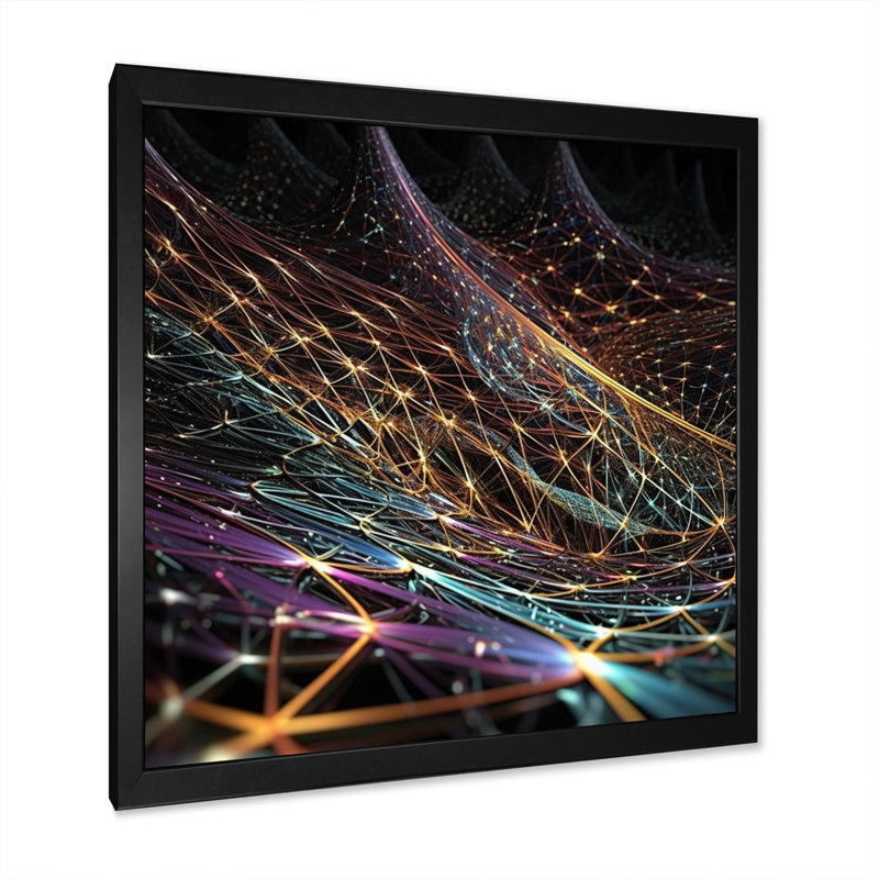 «Futuristic Infinity Matrix», art mural sur toile Fractals, H 30 po x l 30 po x P 1 po, Cadre photo noir