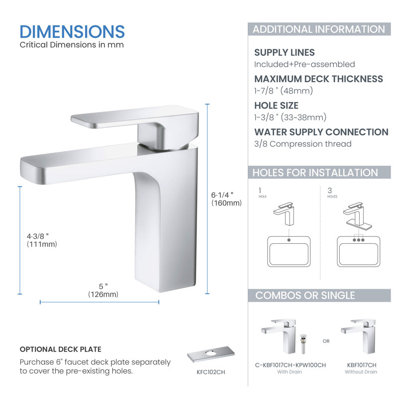 Blaze Single-handle Bathroom Faucet with Drain Assembly, Chrome