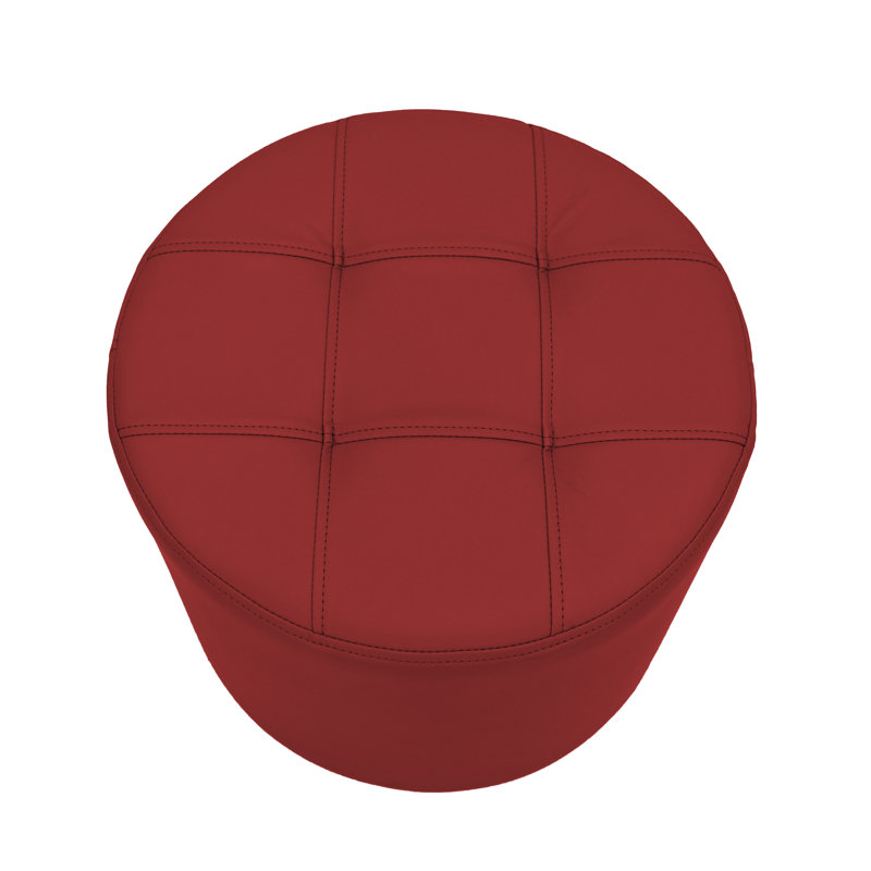 Faux Leather Ottoman, Crimson Faux Leather
