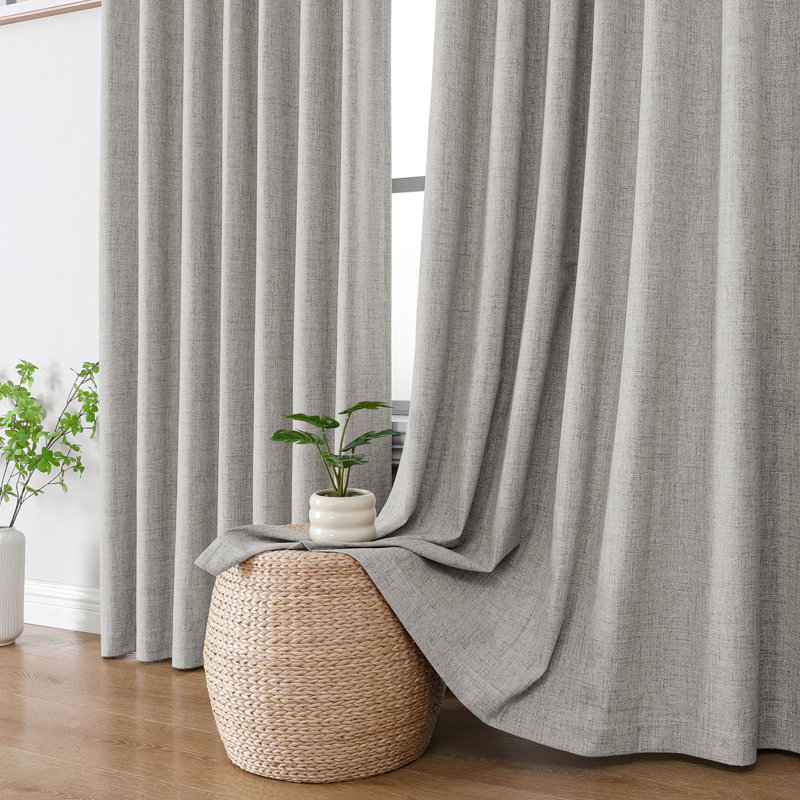 Paire de rideaux occultant et isolants texturés, Blanc grisâtre, L 52 po x L 96 po