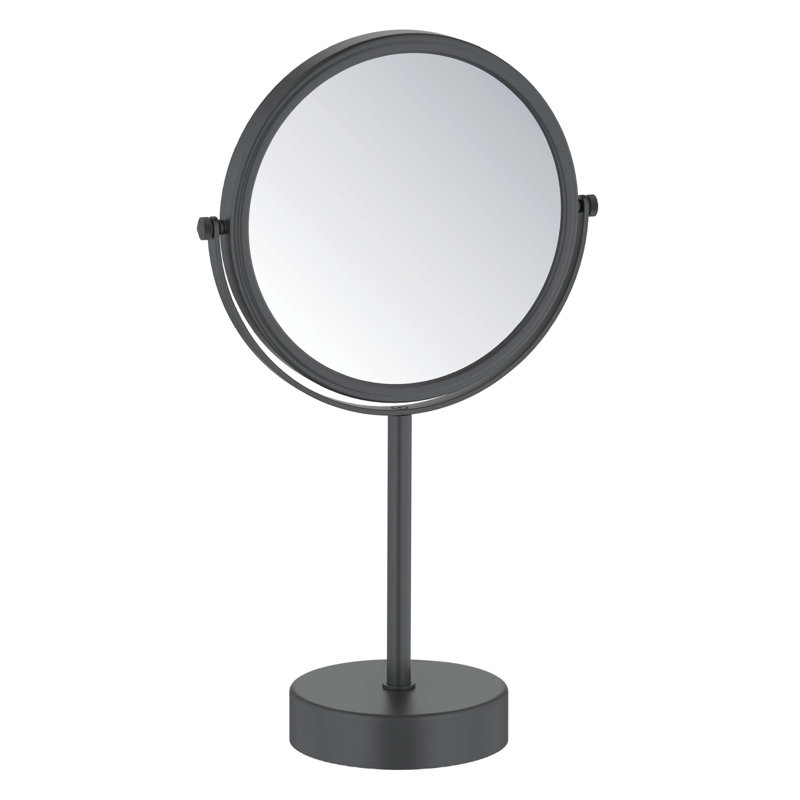 Circular Free Standing Magnifying Make Up Mirror, Matte Black