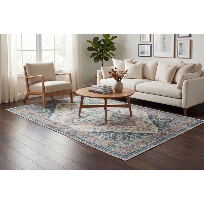 ELISE 5.3X7 6306-305 WINE/NAVY/TAN, Rectangle 5'3" x 7'