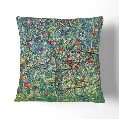Orchard With Roses Square Throw Cushion