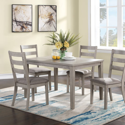 Classic Stylish 5Pc Dining Set With Wooden Top Table And Cushioned Ladder Back Chairs For Comfortable Dining, Dining Table Set