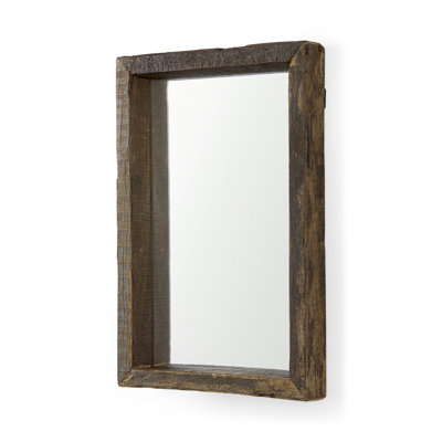 18" Brown Solid Wood Framed Accent Mirror