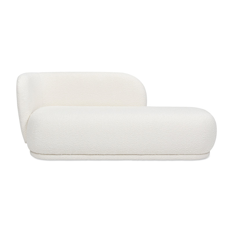 Lealani Upholstered Chaise Lounge, White Boucle