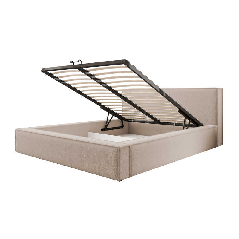 Nichollette Upholstered Ottoman Storage Bed, Beige, 180 x 200 cm