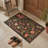 Floret Floral Machine Washable Black Indoor Area Rug with Non-Slip Backing-1862934183