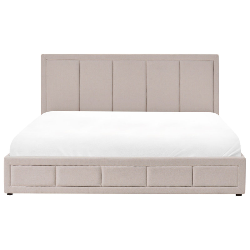 Upholstered Fabric Lift Up Storage Ottoman Bed, Super King (180 x 200 cm), Taupe