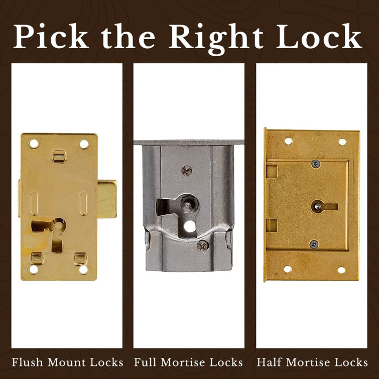 Heavy Steel Flush Mount Lock w/Skeleton Key for Cabinet or Wardrobe Door | L-4