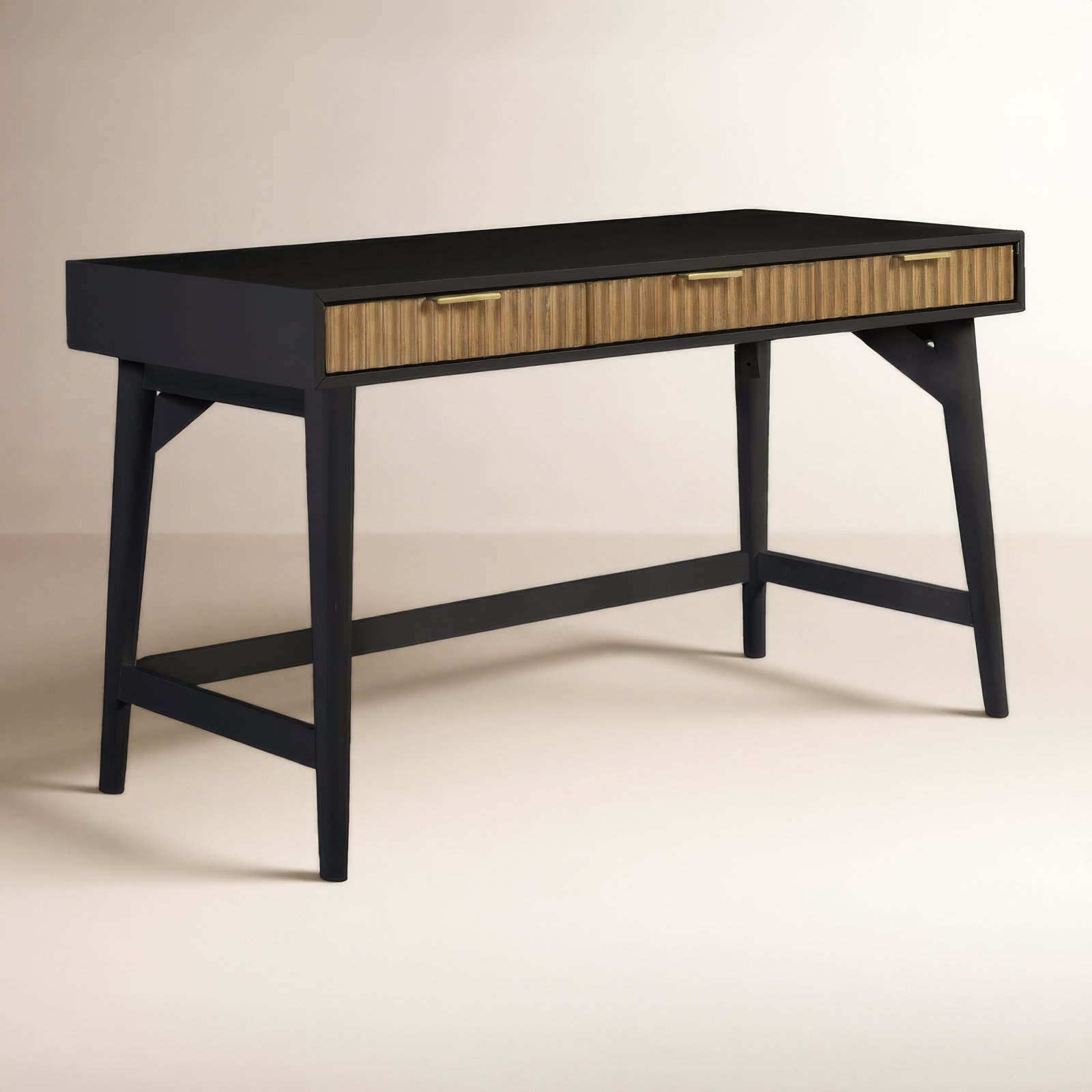 52" Wood Writing Desk, Black/Natural