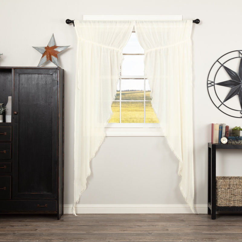 Beacham 100% Cotton Sheer Curtain Pair, Antique White