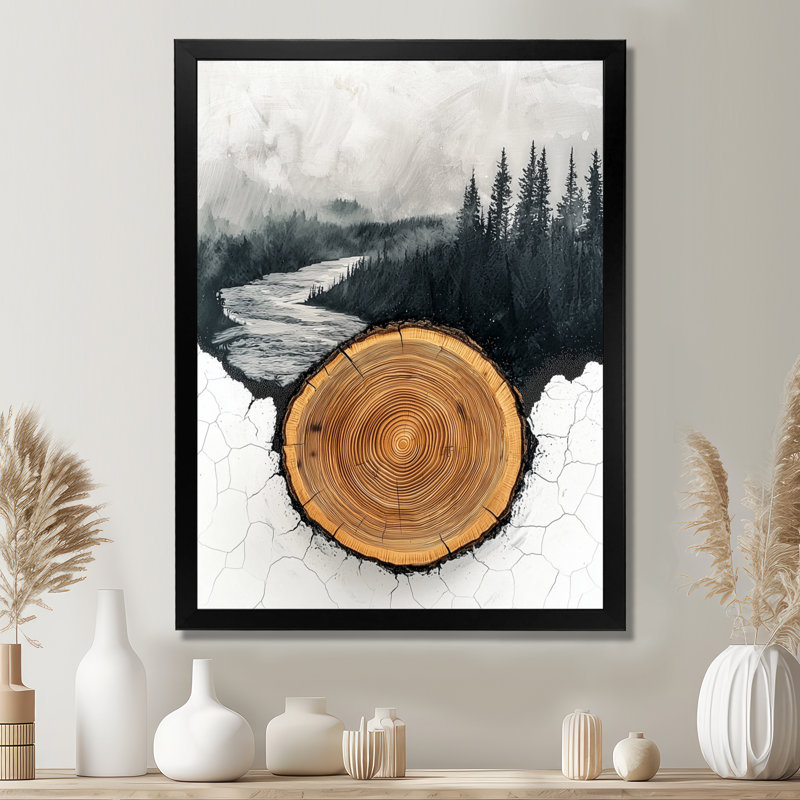 Girace - paysages, art mural sur toile, Noir, noir, noir, noir, H 20 po x l 12 po, Reproduction encadrée d'une seule photo