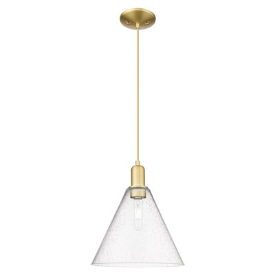 Arcadia - Benston - 1 Light 12" Cord Hung Mini Pendant - Satin Gold Finish - Seedy Shade