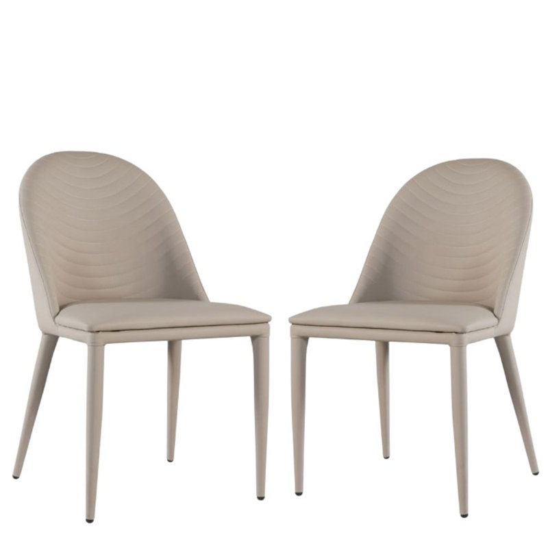Ensemble de 2 chaises d'appoint Lenvik en similicuir brun avec dossier capitonné