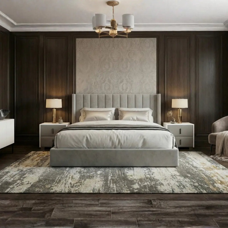 Lit-bateau avec rangement Krissandra, Gris clair, Très grand