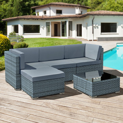 Trinidad Rattan 4 Seat Modular Chaise Lounge Set