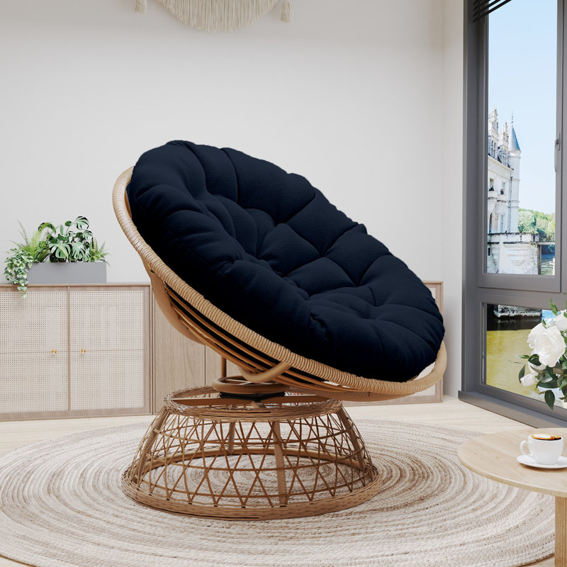 Chaise de patio avec coussins Mayen, Bleu foncé