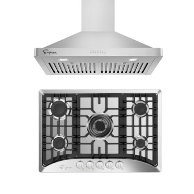 2 Piece Kitchen Package With 30" Gas Cooktop, and 30" Ducted Wall Mount Range Hood