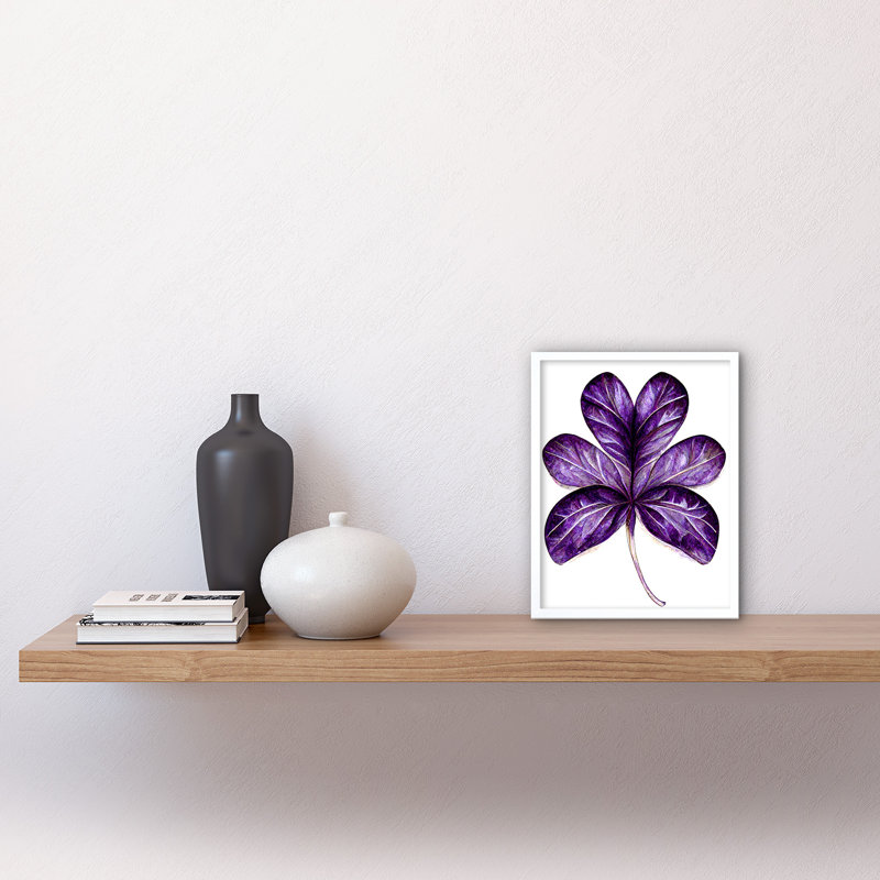 Six Clover Modern Simple Leaf Illustration - Print, 25.9cm H x 20.6cm W x 1.5cm D, White Framed Paper