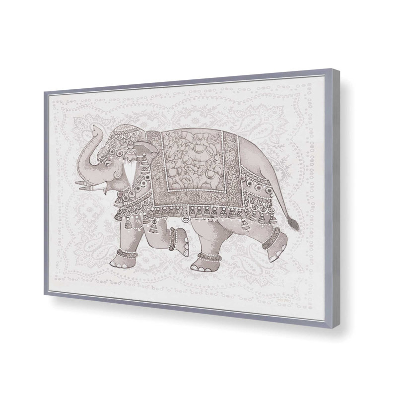 «Graceful Elephant» par Amber Sterling, reproduction d'art, L 16 po x H 12 po, Argent, Impression encadrée