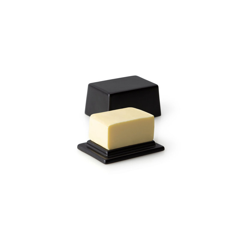 Continenta Ceramic Butter Dish, Matt black