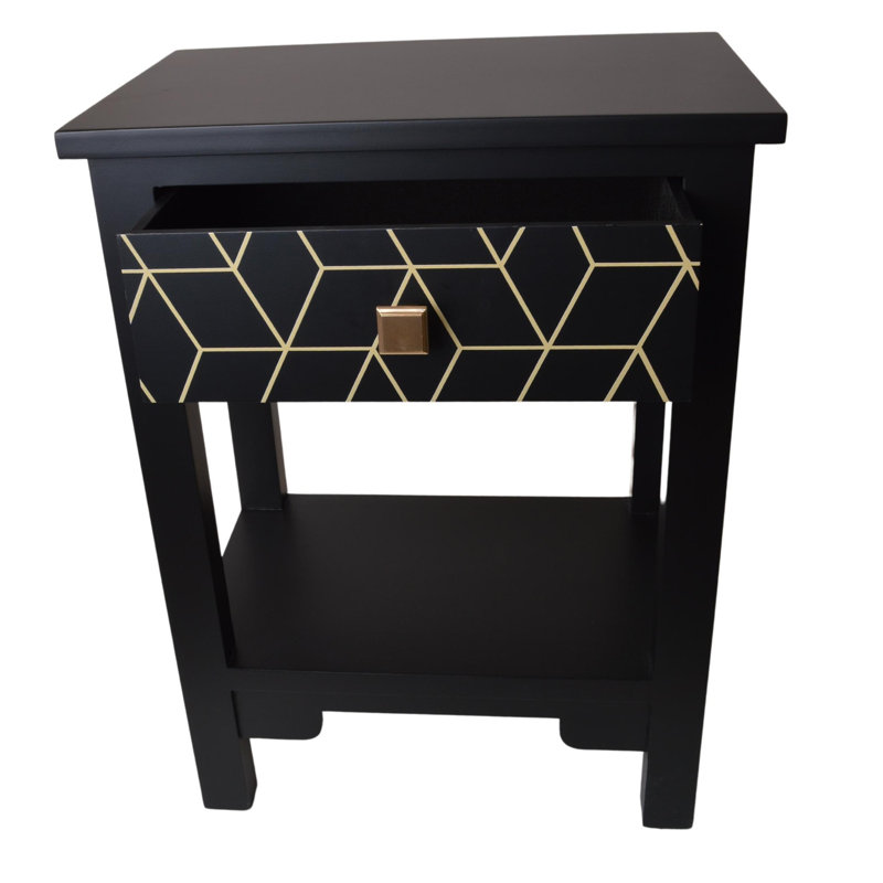 Smeltertown 48 cm W Bedside Table, Black