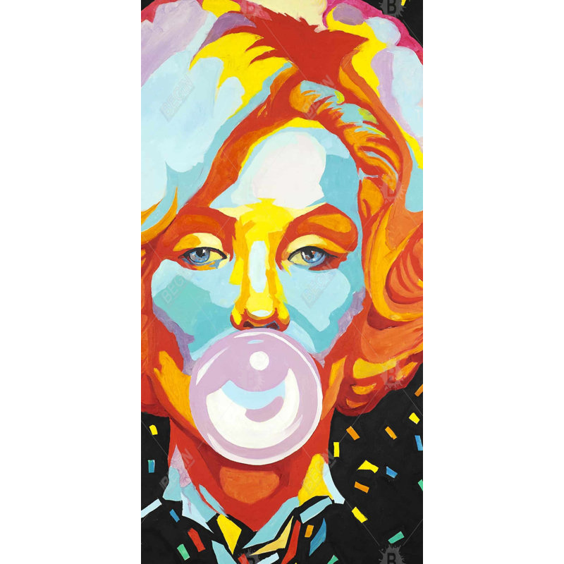 Colorful Marilyne Monroe Bubblegum Canvas | Orange Home Decor