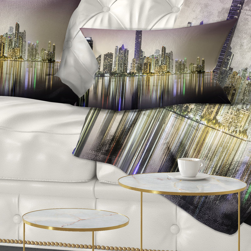 Downtown Night Panorama Rectangular Pillow Cover & Insert
