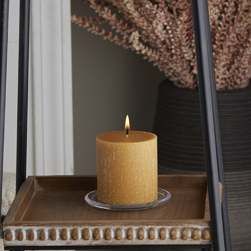 Timberline Unscented Pillar Candle, 3" H x 3" W x 3" D, Butterscotch