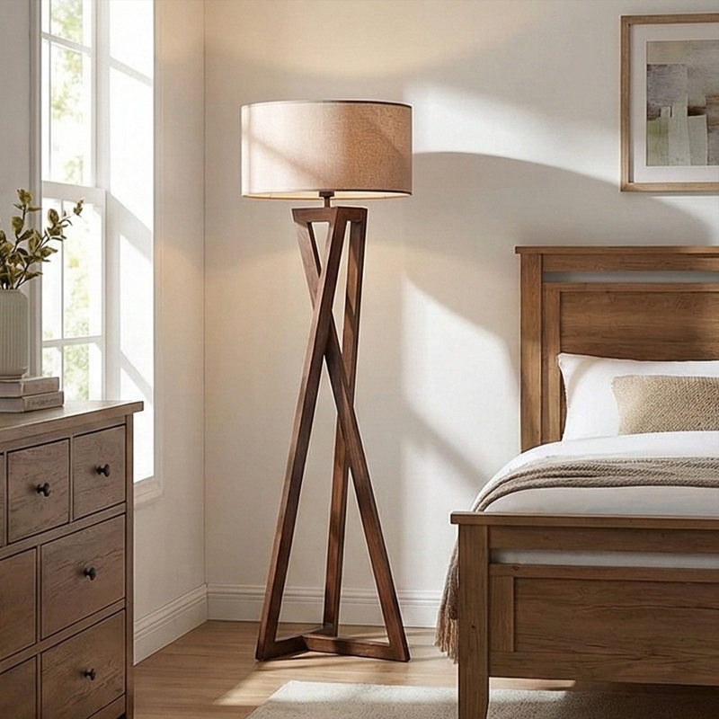 Lampe sur pied Jahzair, Noyer, Brun
