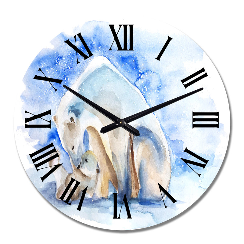 Horloge murale traditionnelle ours polaire avec un ourson, Grand