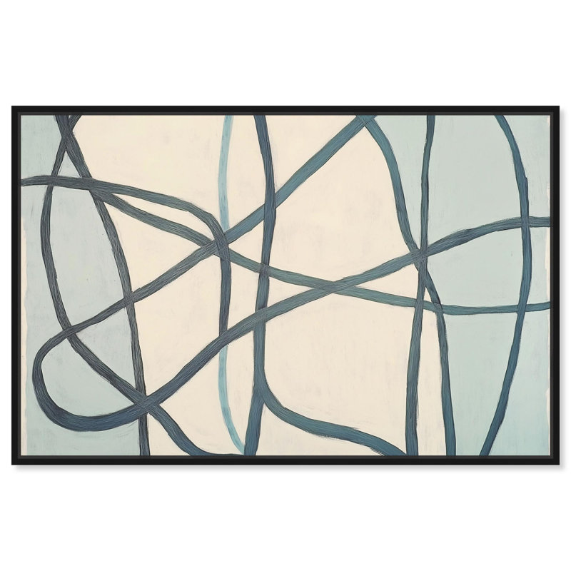 Art mural minimaliste sur toile Eernal Loop II par Art Remedy, H 17 po x l 25 po, Cadre flottant, Noir