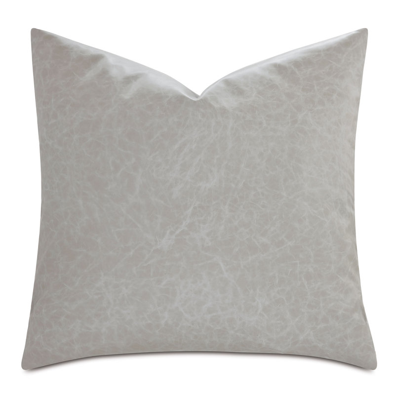 Housse de coussin décoratif en cuir Nevin, H 24 po x l 24 po, Gris clair